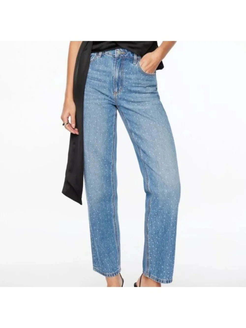 Dynamite Rhinestone Straight Leg Jeans - Picture 2 of 9